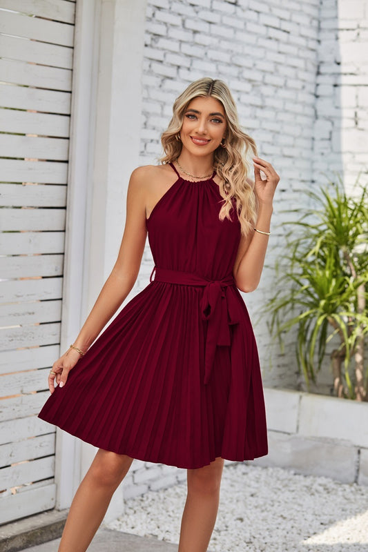 Pleated Skirt Halter Strapless Dresses