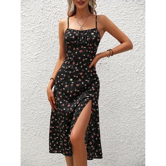 Printed Midi Slit Summer Dress