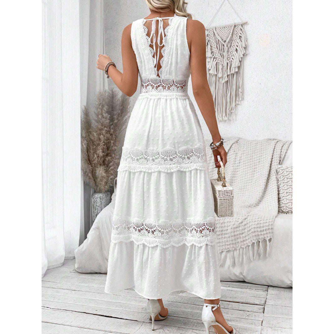 Lace V-neck Sleeveless Summer Dress