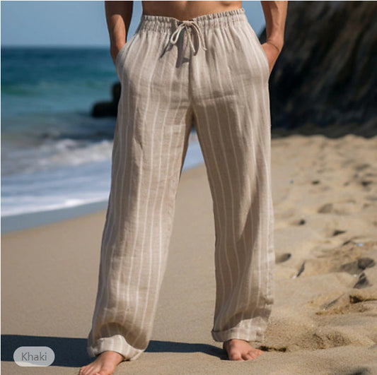 Linen Drawstring Elastic Waist Comfortable Breathable Casual Pants