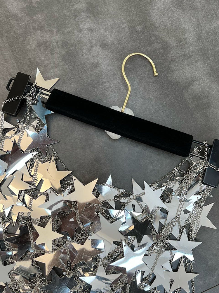 Metallic Five-pointed Star Skirt& Top Co-ord Set