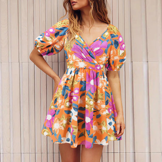 Floral Printed Puff Sleeve Dress