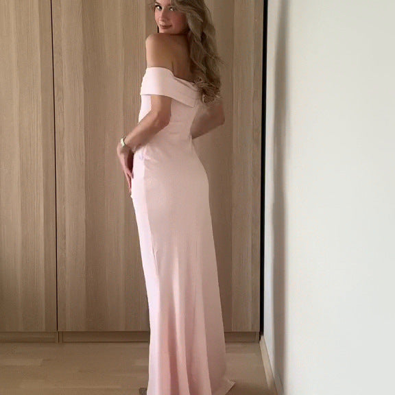 Slit Off-shoulder Long Dress