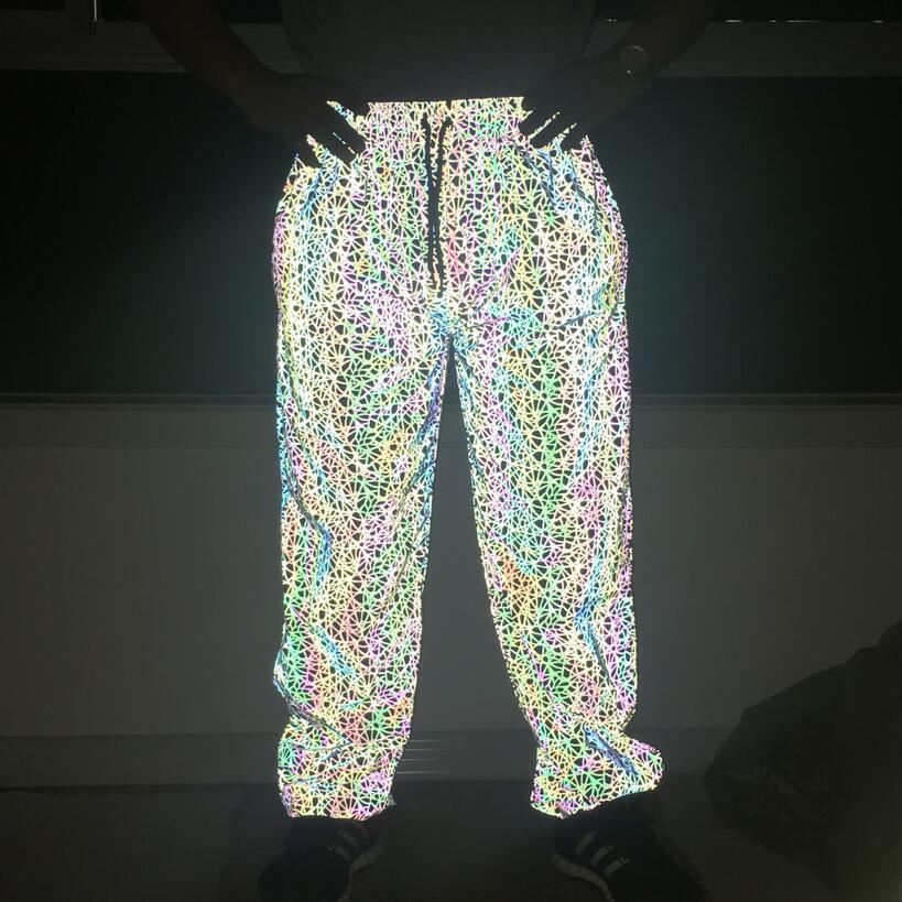 Unisex Abstract Print Reflective Trousers