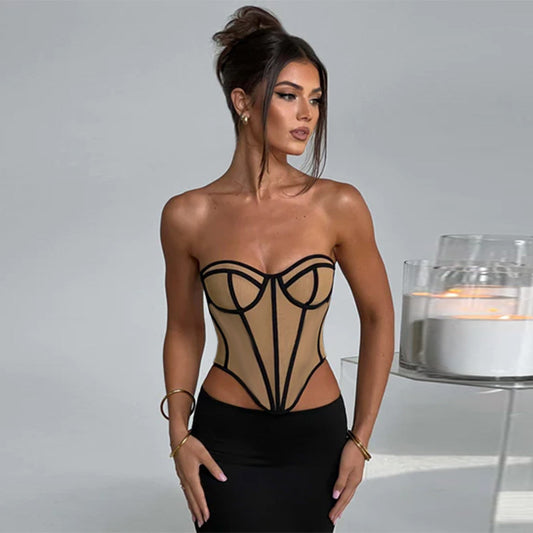 Tube Colour Blocked Corset Top