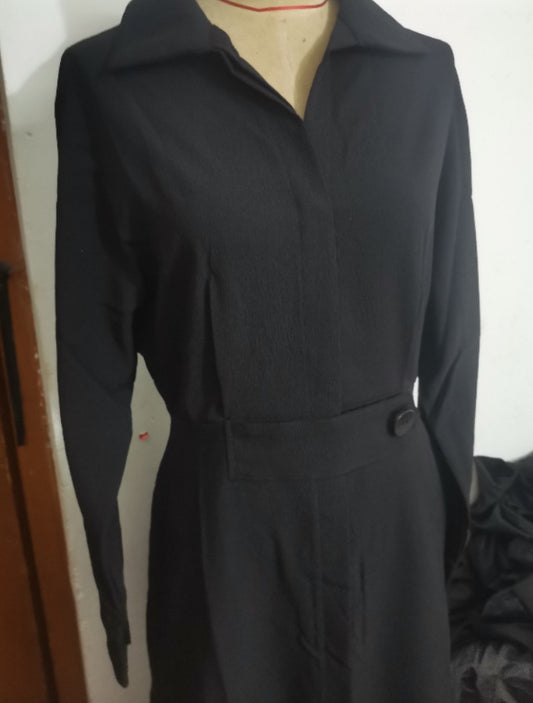 V-neck Long Sleeve Lapel Dress