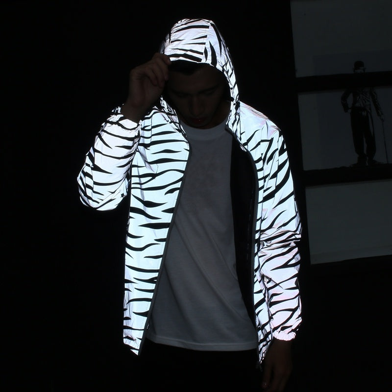 Zebra Pattern Reflective Hoodie