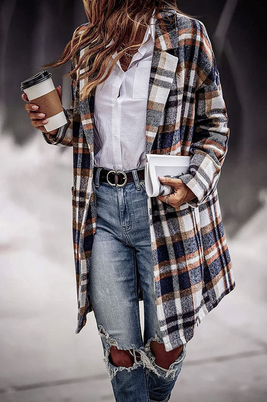 Plaid Long Jacket With Pockets