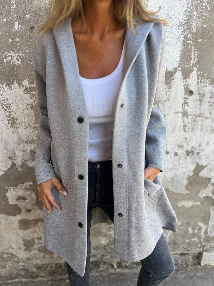 Hooded Single-Breasted Cardigan