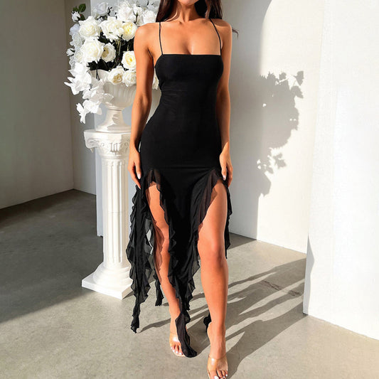 Slit Ruffle Summer Dress