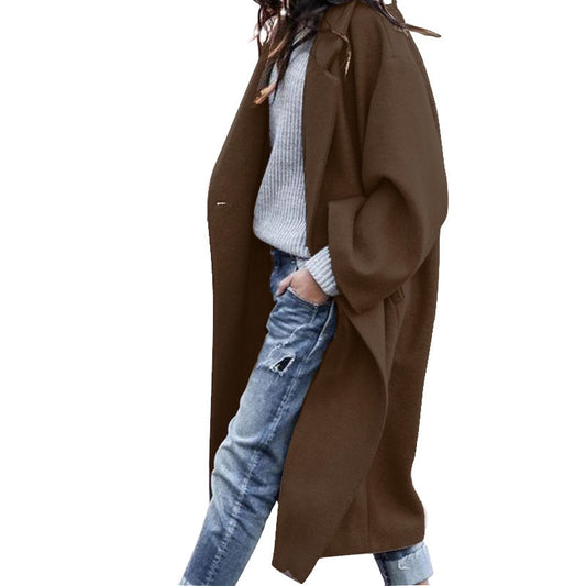 Single Breasted Long Coat With Pockets