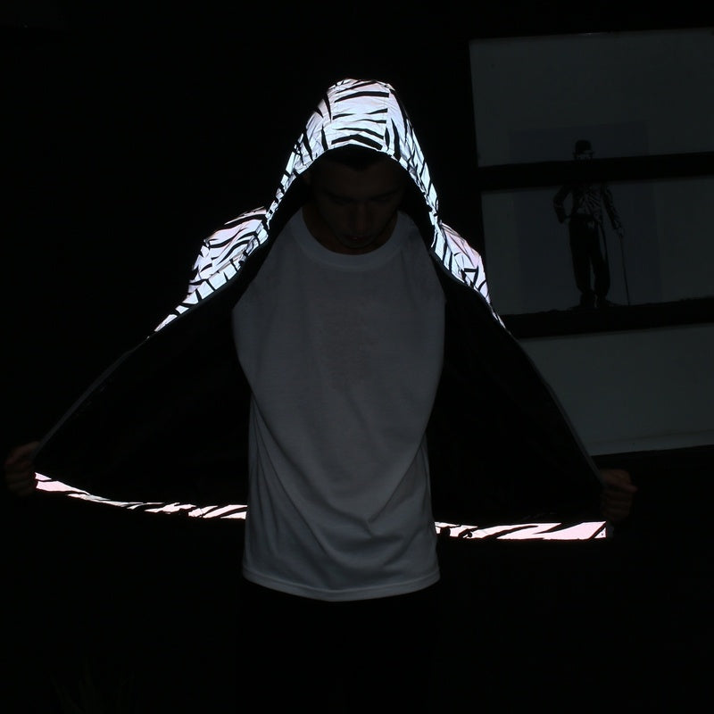 Zebra Pattern Reflective Hoodie