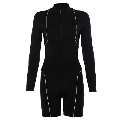 Reflective Stripe long sleeve zipper jumpsuit – Purple Haze Studio