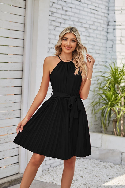 Pleated Skirt Halter Strapless Dresses