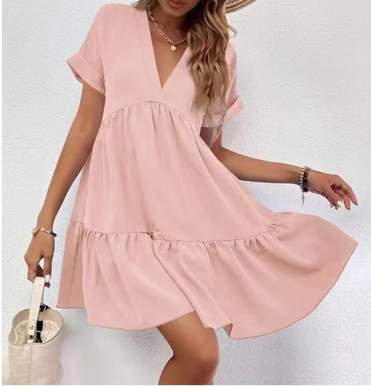 V-neck Tiered Dress