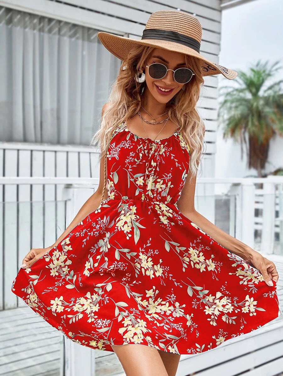 Floral Print Fit & Flare Short Dress