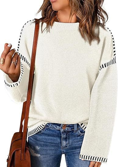 Round Neck Long Sleeve Pullover Sweater Tops