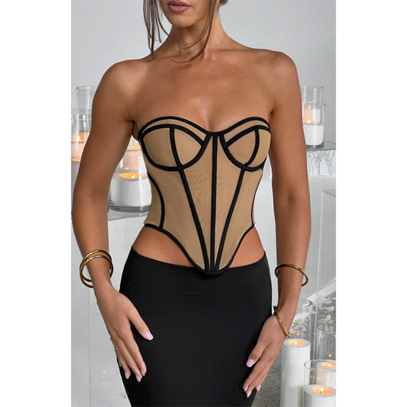 Tube Colour Blocked Corset Top