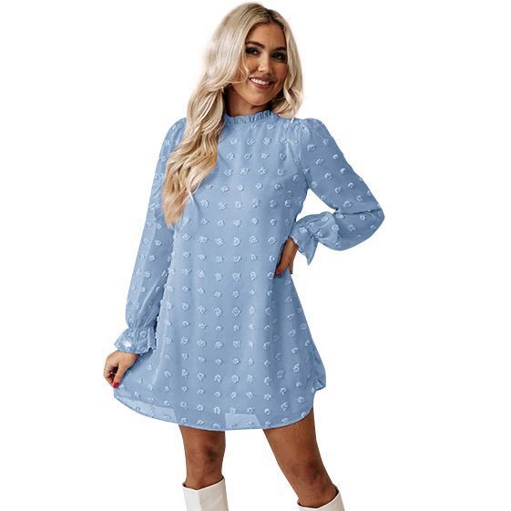 Bubble Long-sleeved Lace Collar Dress