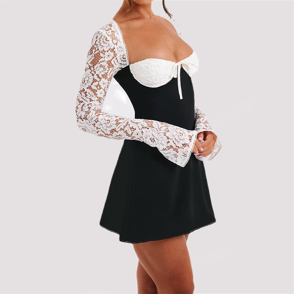 Lace Long Sleeve Y2K Dress