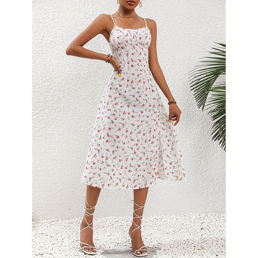 Printed Midi Slit Summer Dress