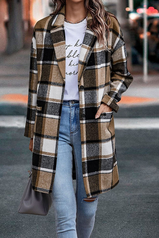 Plaid Long Jacket With Pockets