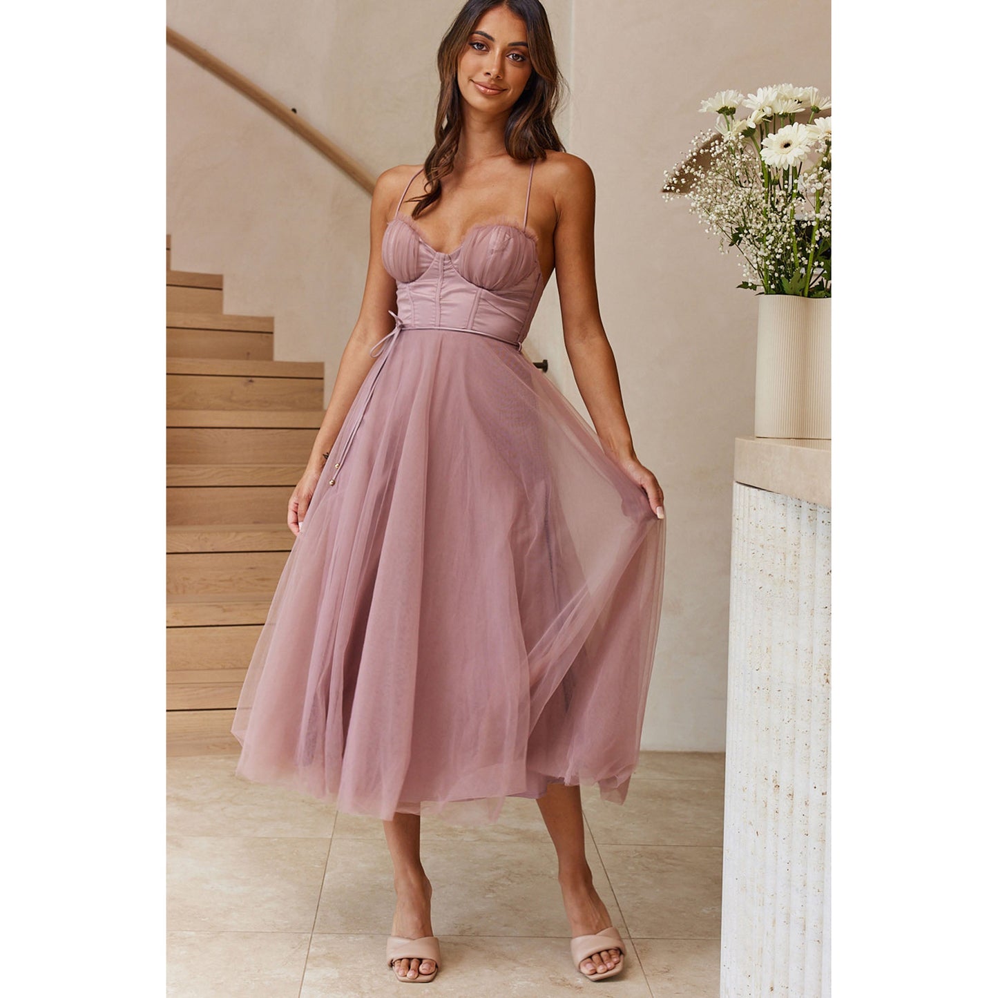 Sling Waist-tie Blaconette Dress