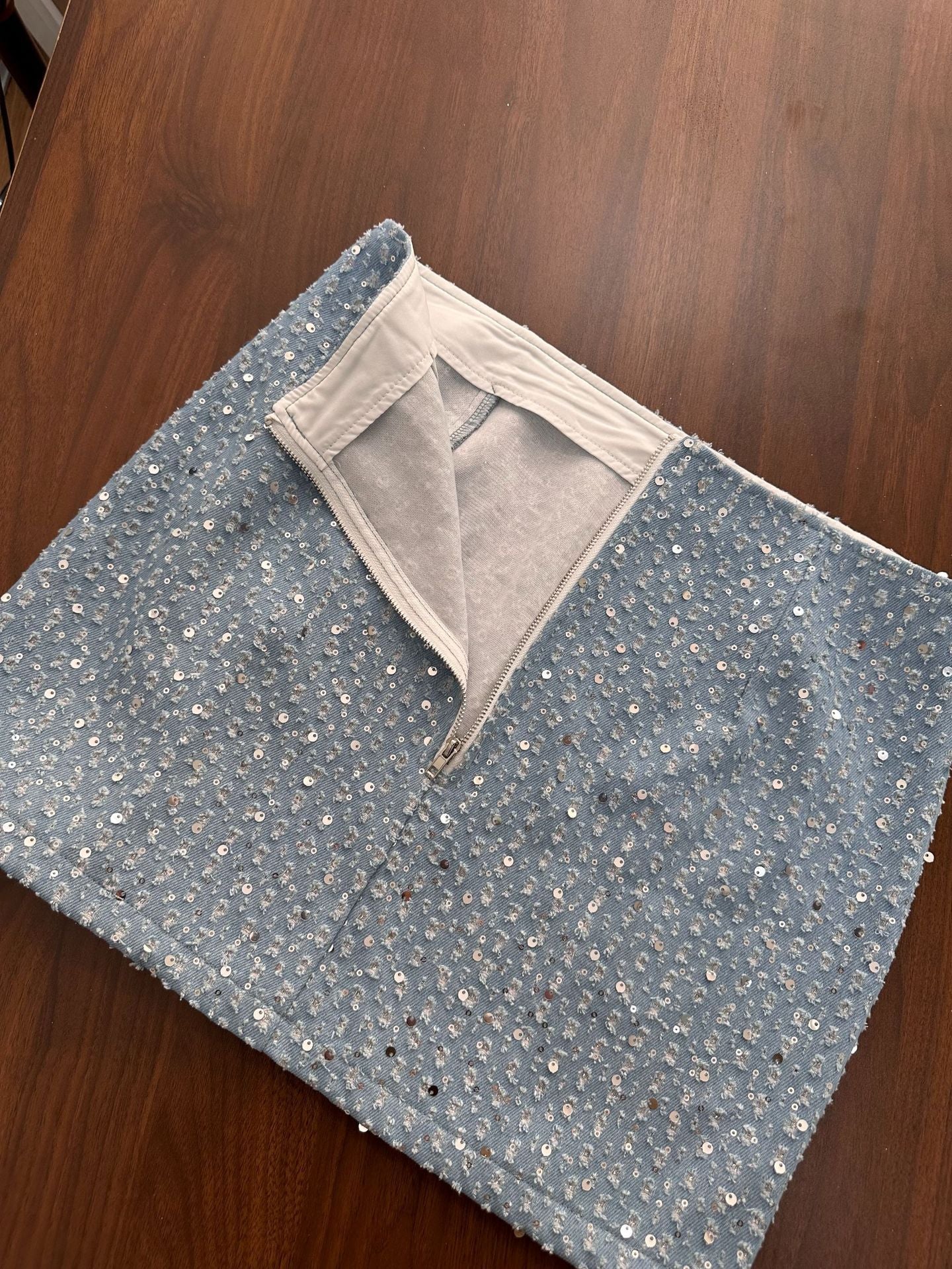 Sexy Denim Sequined Slim-fit Co-ord Set