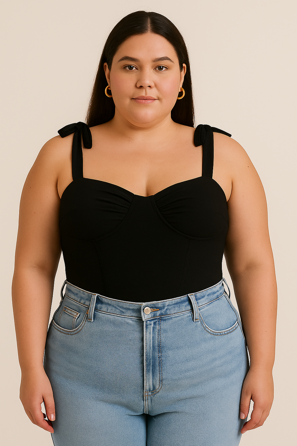 Tie-up Straps Square Neck Corset Top