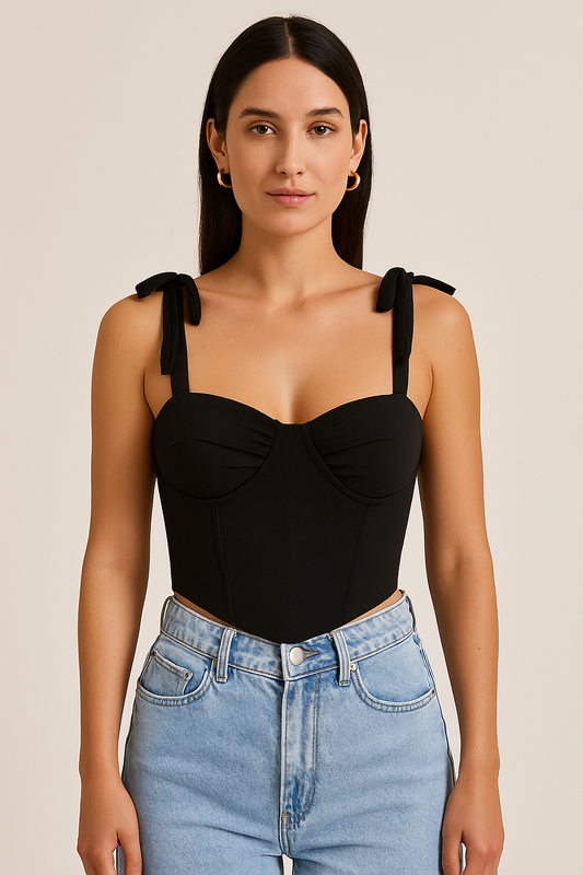 Tie-up Straps Square Neck Corset Top