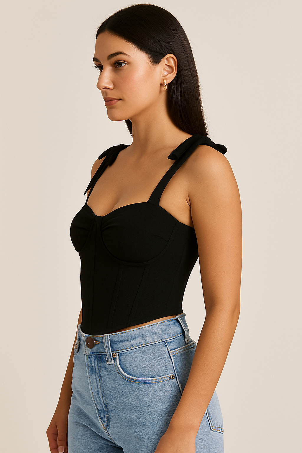 Tie-up Straps Square Neck Corset Top
