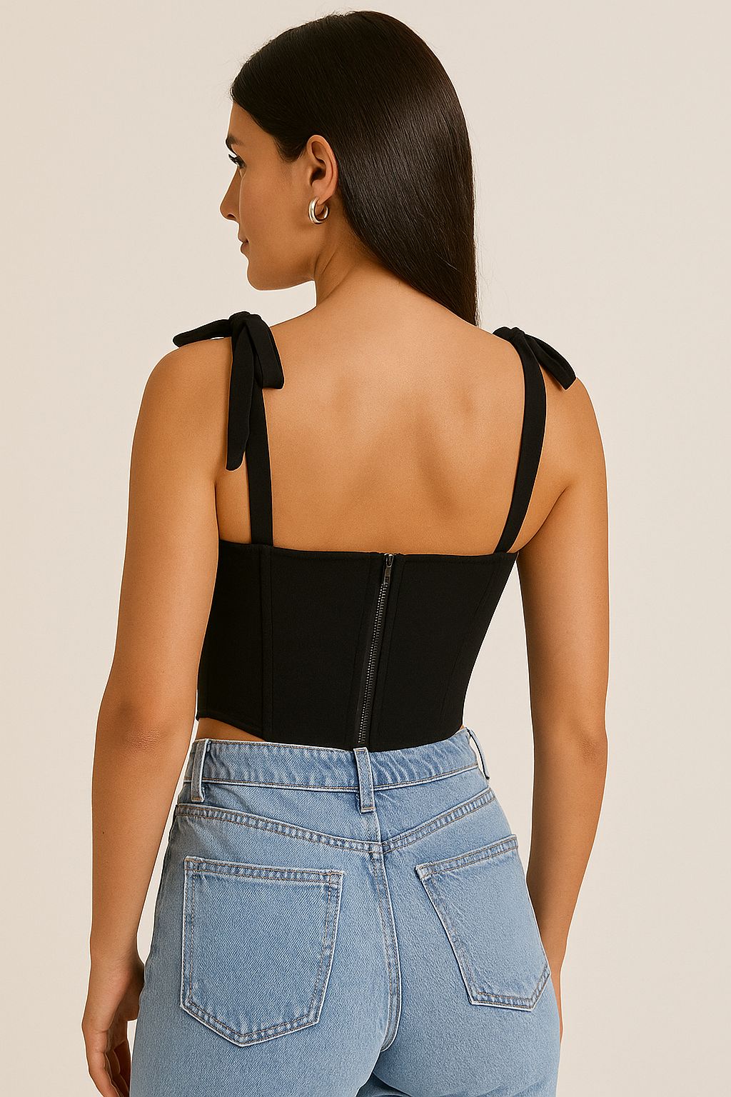 Tie-up Straps Square Neck Corset Top