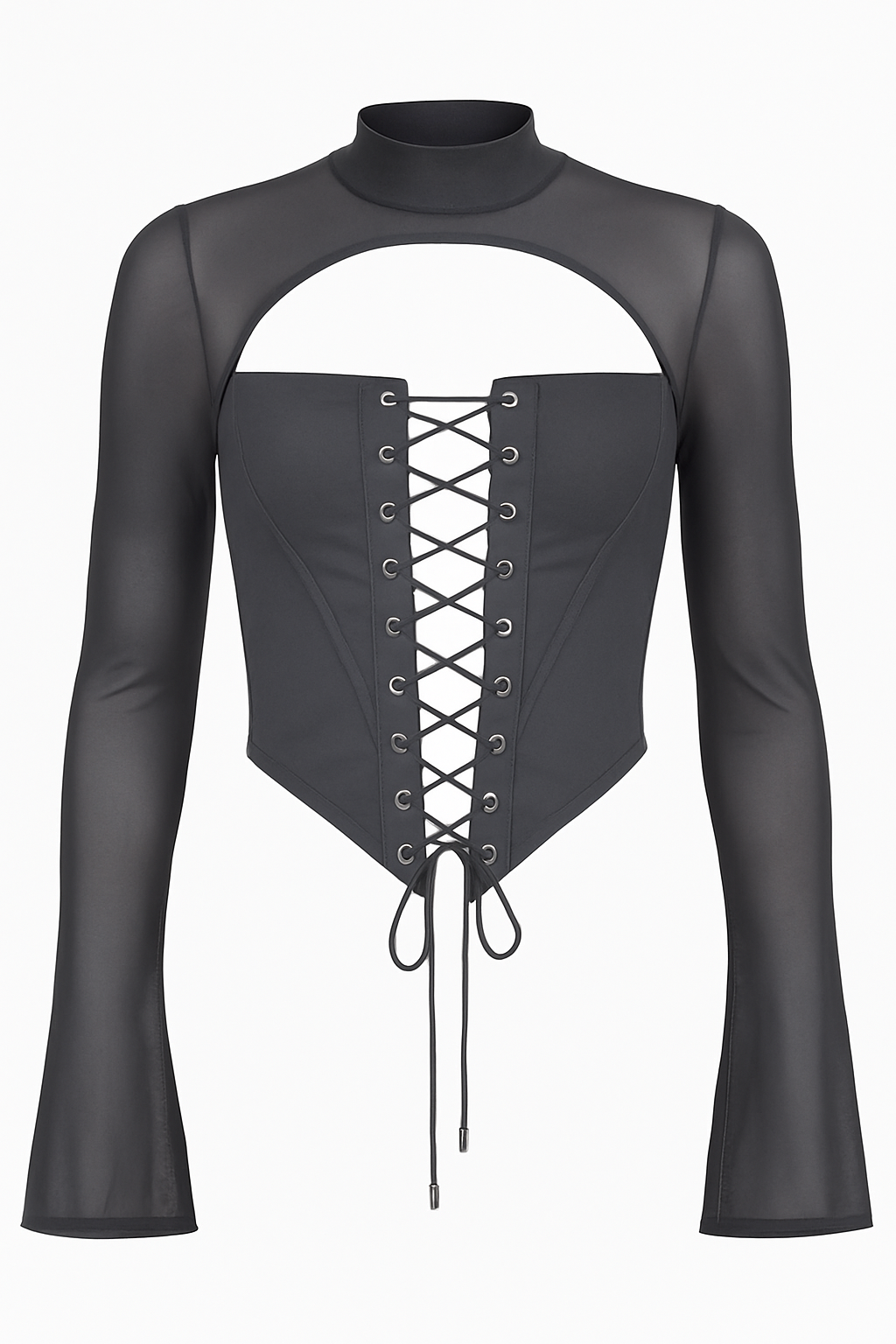 Long Sleeve Lace-up Top