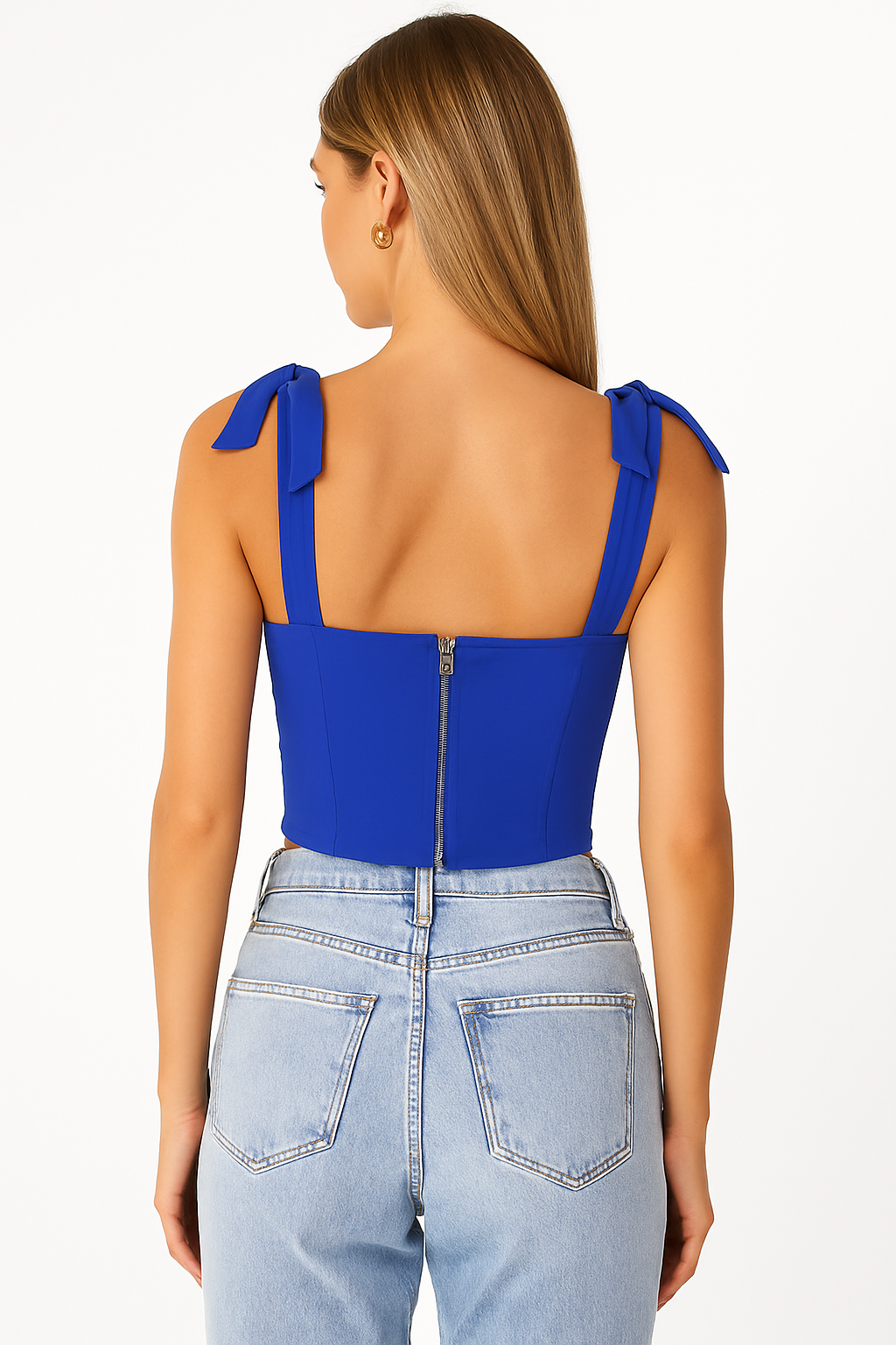 Tie-up Straps Square Neck Corset Top