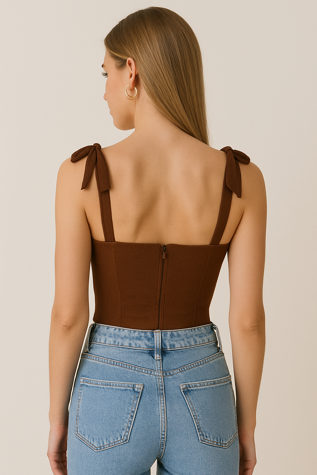 Tie-up Straps Square Neck Corset Top