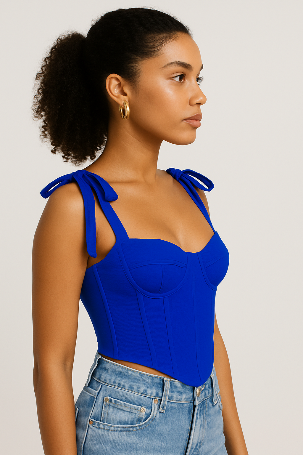 Tie-up Straps Square Neck Corset Top