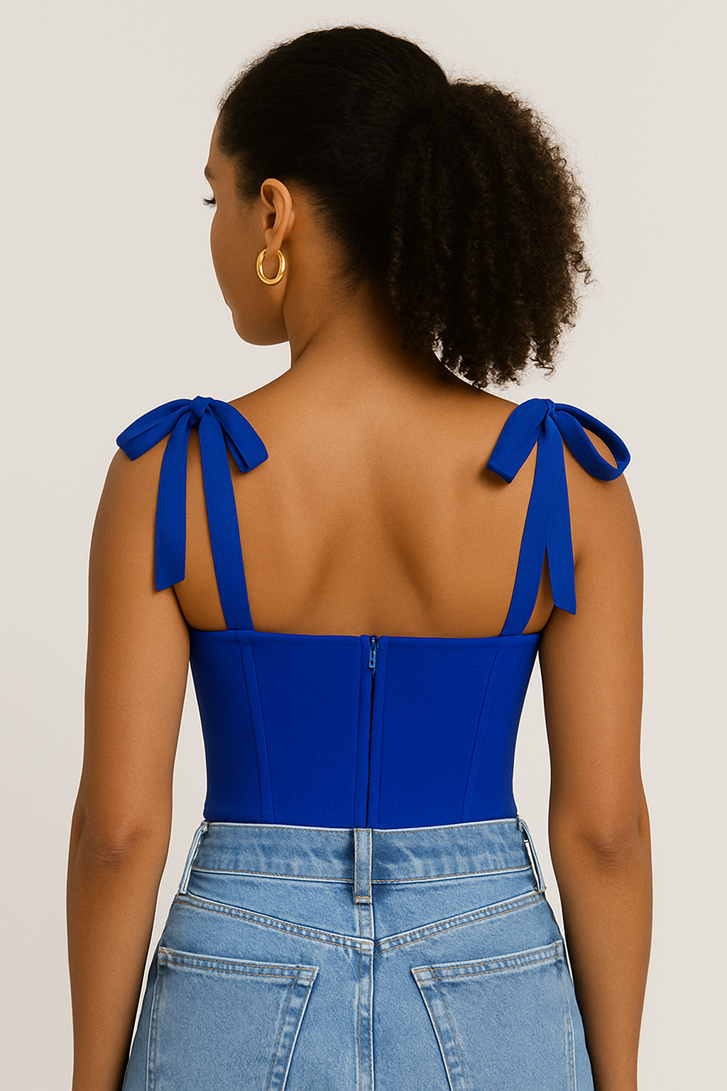Tie-up Straps Square Neck Corset Top
