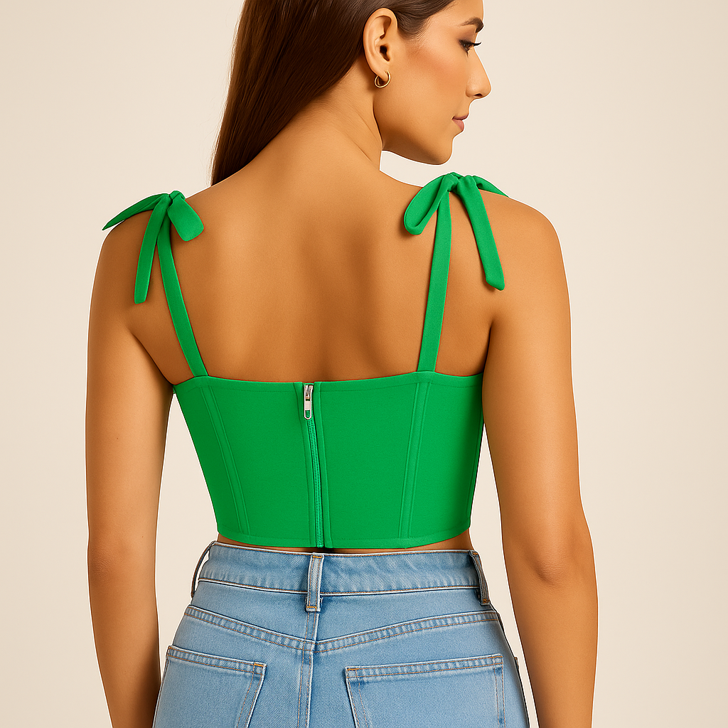 Tie-up Straps Square Neck Corset Top