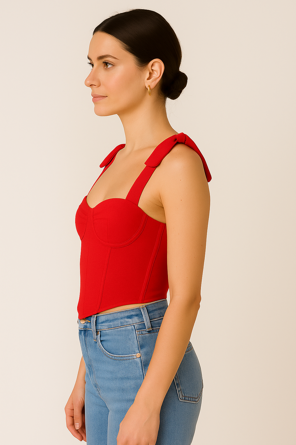 Tie-up Straps Square Neck Corset Top