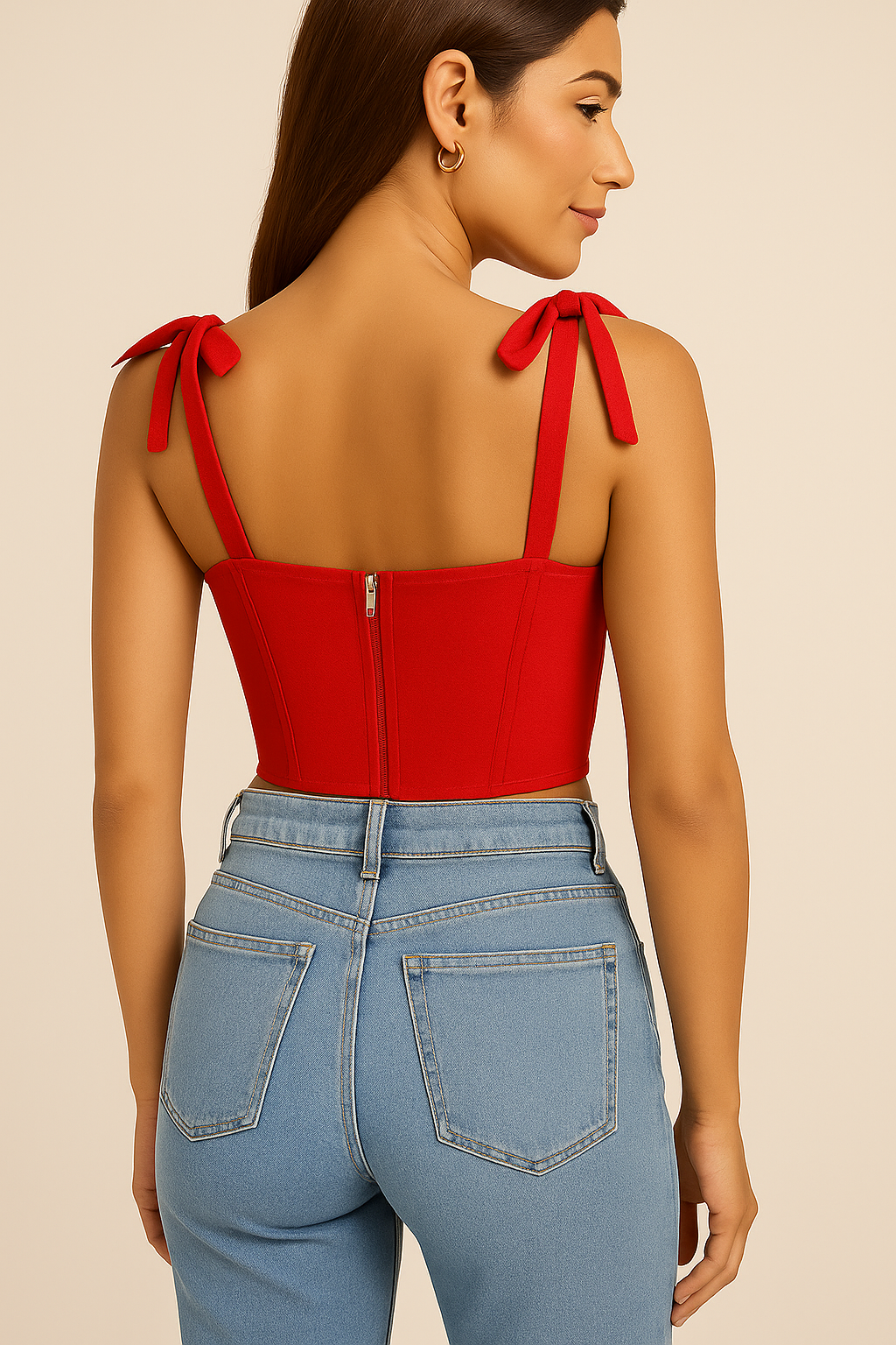 Tie-up Straps Square Neck Corset Top