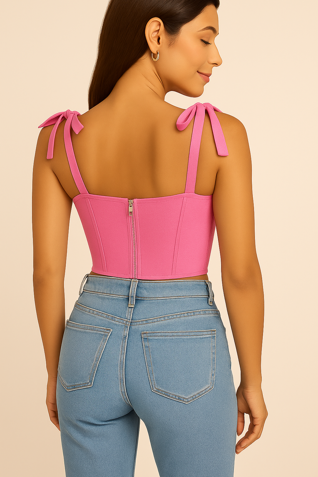 Tie-up Straps Square Neck Corset Top