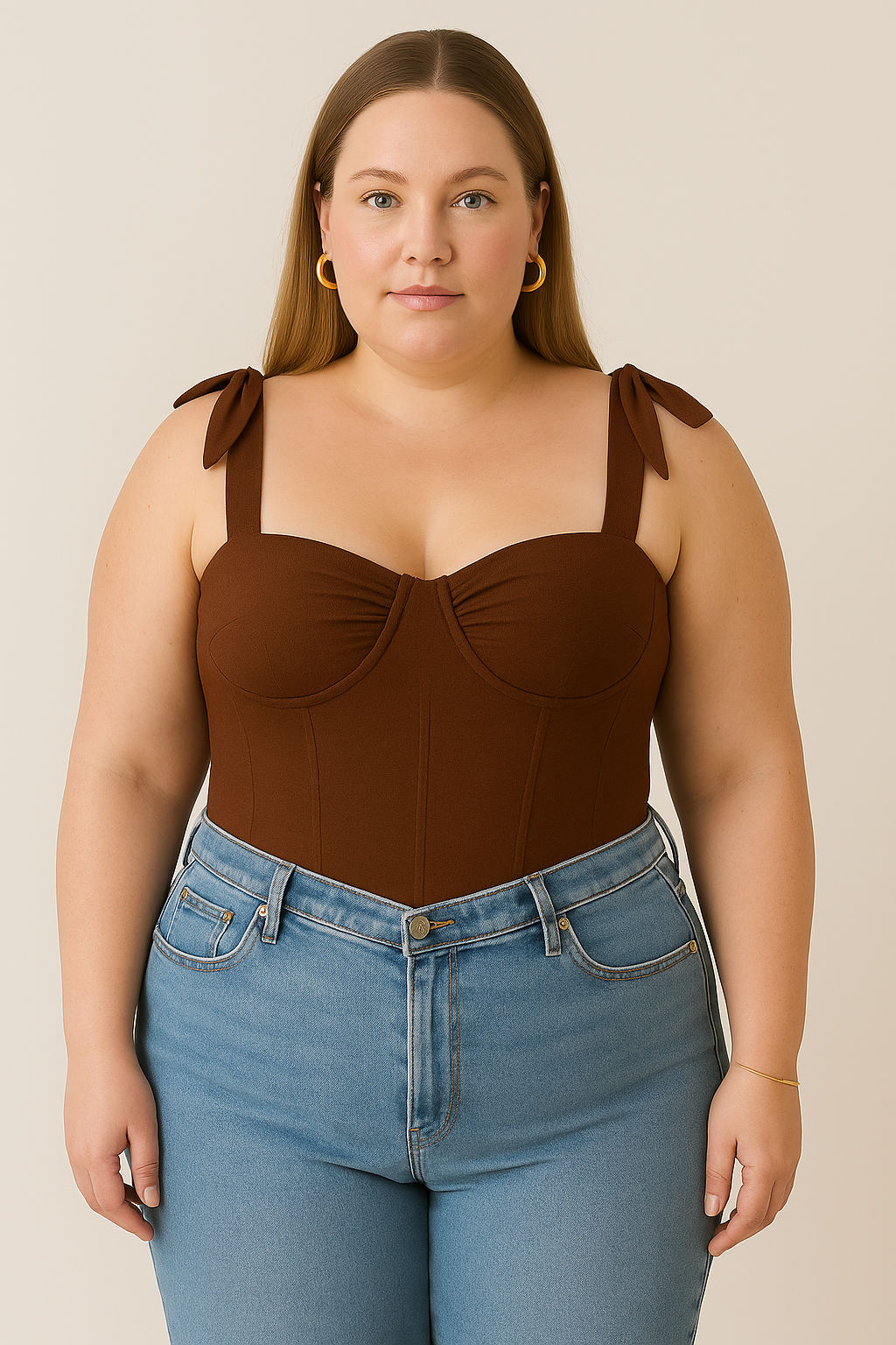 Tie-up Straps Square Neck Corset Top