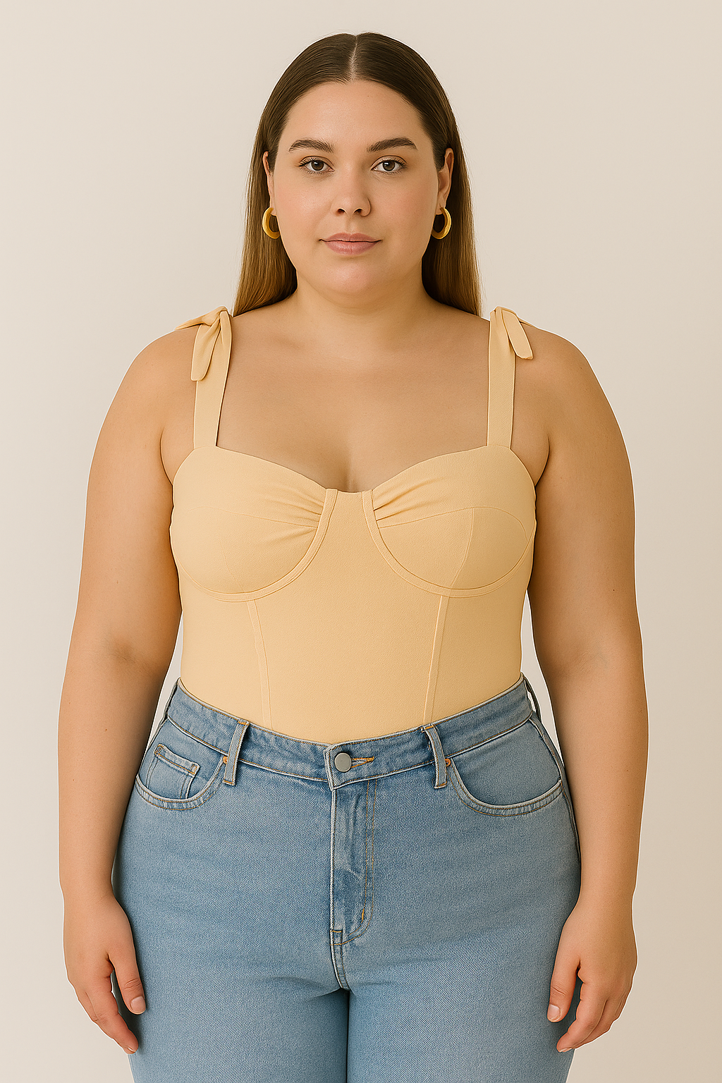 Tie-up Straps Square Neck Corset Top