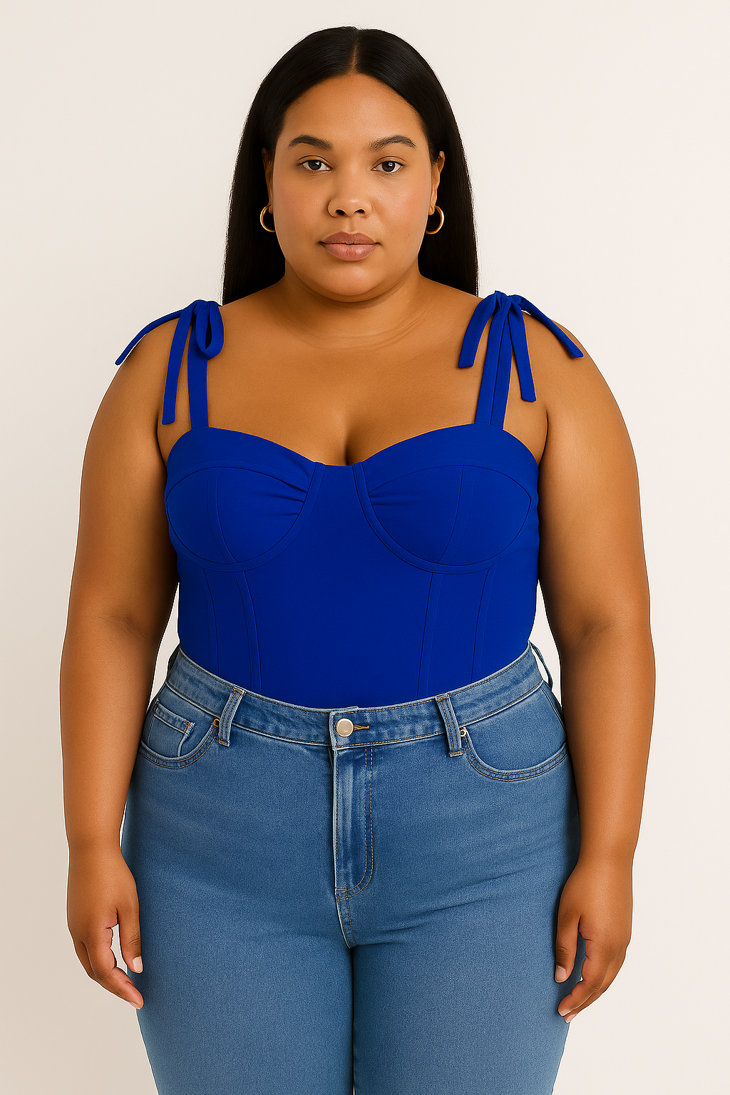 Tie-up Straps Square Neck Corset Top