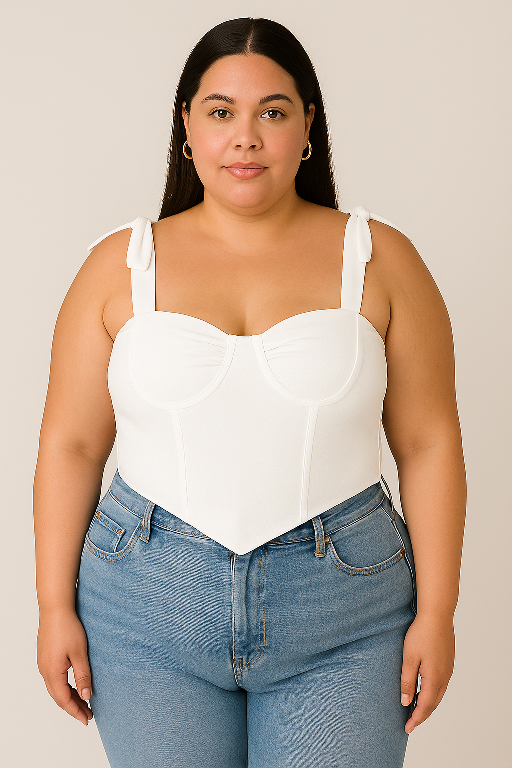 Tie-up Straps Square Neck Corset Top