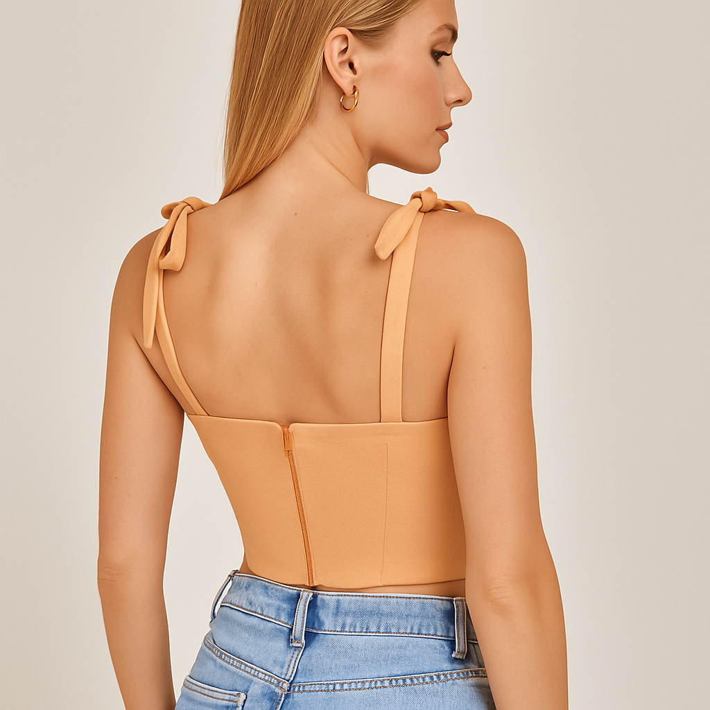 Tie-up Straps Square Neck Corset Top