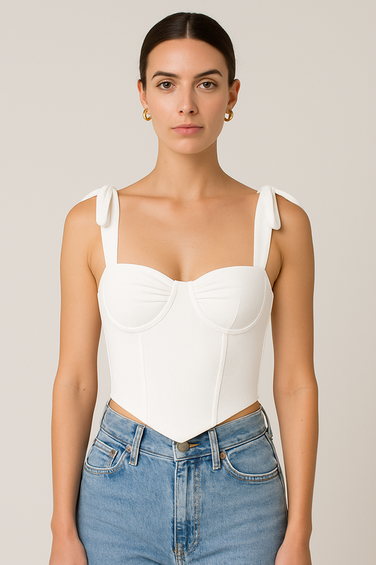 Tie-up Straps Square Neck Corset Top