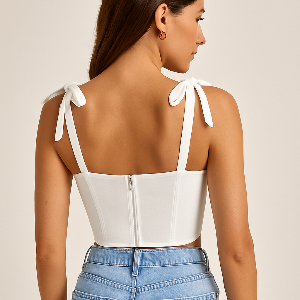 Tie-up Straps Square Neck Corset Top