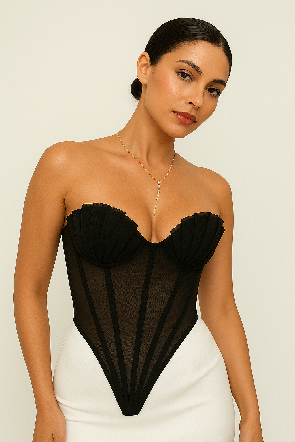 Shell Pleated Corset Top