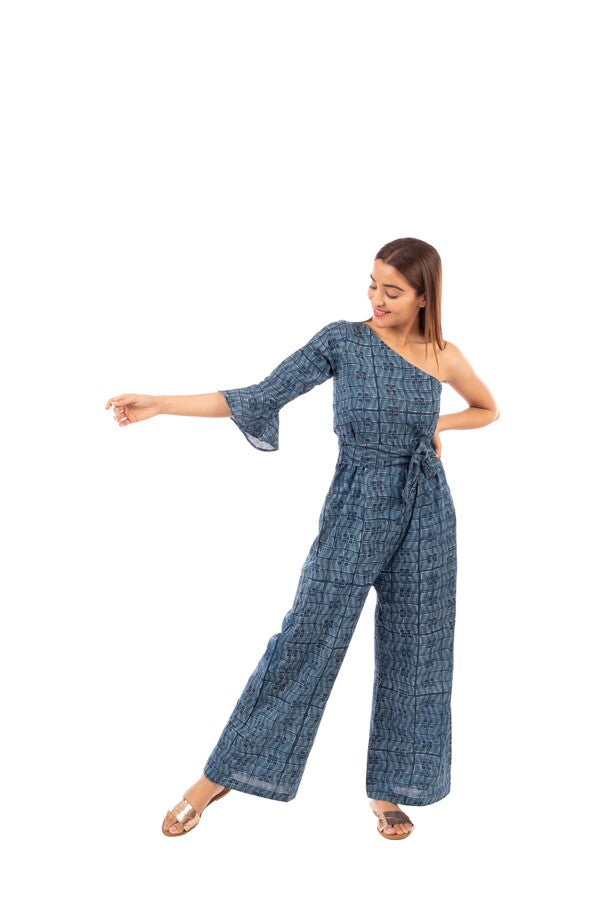 Geometric Indigo Jumpsuit